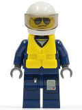 LEGO cty0274 Forest Police - Helicopter Pilot, Dark Blue Flight Suit with Badge, Helmet, Life Jacket Center Buckle, Black and Silver Sunglasses