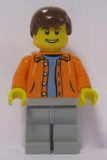 LEGO cty0314 Orange Jacket with Hood over Light Blue Sweater, Light Bluish Gray Legs, Reddish Brown Male Hair