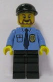 LEGO cty0316 Police - City Shirt with Dark Blue Tie and Gold Badge, Black Legs, Black Short Bill Cap, Brown Beard Rounded