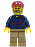 LEGO cty0325 Plaid Button Shirt, Dark Tan Legs, Dark Red Short Bill Cap