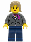LEGO cty0329 Dark Bluish Gray Jacket with Magenta Scarf, Dark Blue Legs, Dark Tan Female Hair