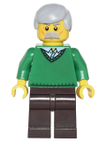 LEGO cty0330 Green V-Neck Sweater, Dark Brown Legs, Light Bluish Gray Male Hair