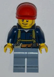 LEGO cty0333 Miner - Shirt with Harness and Wrench, Sand Blue Legs, Red Short Bill Cap