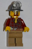 LEGO cty0334 Flannel Shirt with Pocket and Belt, Dark Tan Legs, Mining Helmet, Safety Goggles