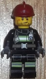 LEGO cty0343 Fire - Reflective Stripes with Utility Belt, Dark Red Fire Helmet, Crooked Smile and Scar