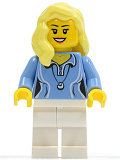 LEGO cty0346 Medium Blue Female Shirt with Two Buttons and Shell Pendant, White Legs, Bright Light Yellow Female Hair over Shoulder