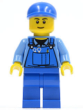 LEGO cty0367 Overalls with Tools in Pocket Blue, Blue Short Bill Cap, Thin Grin
