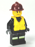 LEGO cty0372 Fire - Reflective Stripes with Utility Belt, Dark Red Fire Helmet, Life Jacket Center Buckle