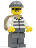 LEGO cty0392 Police - Jail Prisoner 50380 Prison Stripes, Dark Bluish Gray Legs, Dark Bluish Gray Knit Cap, Backpack, Mask