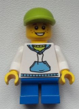 LEGO cty0396 White Hoodie with Blue Pockets, Blue Short Legs, Lime Short Bill Cap