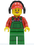 LEGO cty0399 Overalls Farmer Green, Red Cap with Hole, Headphones