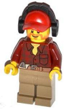 LEGO cty0404 Flannel Shirt with Pocket and Belt, Dark Tan Legs, Red Cap with Hole, Headphones, Beard