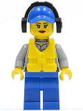 LEGO cty0410 Coast Guard City - Crew Member Female, Blue Cap with Hole, Headphones