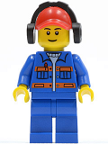 LEGO cty0420 Blue Jacket with Pockets and Orange Stripes, Blue Legs, Red Cap with Hole, Headphones