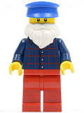 LEGO cty0442 Plaid Button Shirt, Red Legs, White Short Beard, Blue Hat