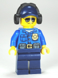 LEGO cty0455 Police - City Officer, Gold Badge, Dark Blue Cap with Hole, Headphones, Sunglasses