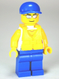 LEGO cty0468 Tank Top with Surfer Silhouette, Blue Legs, Blue Short Bill Cap, Life Jacket Center Buckle, Silver Sunglasses