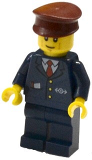 LEGO cty0505 Dark Blue Suit with Train Logo, Dark Blue Legs, Dark Red Hat, Cheek Lines