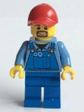 LEGO cty0570 Overalls with Tools in Pocket Blue, Red Cap with Hole, Brown Moustache and Goatee