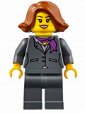 LEGO cty0623 Dark Bluish Gray Jacket with Magenta Scarf, Dark Bluish Gray Legs, Dark Orange Female Hair Short Swept Sideways (Ferry Passenger)