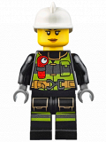 LEGO cty0627 Fire - Reflective Stripes with Utility Belt and Flashlight, White Fire Helmet, Peach Lips