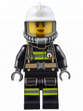LEGO cty0638 Fire - Reflective Stripes with Utility Belt, White Fire Helmet, Breathing Neck Gear with Airtanks, Trans Black Visor, Peach Lips Smile