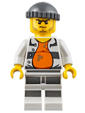 LEGO cty0643 Police - Jail Prisoner 18675, Open Shirt, Striped Legs, Gray Knit Cap