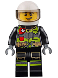 LEGO cty0652 Fire - Reflective Stripes with Utility Belt and Flashlight, White Helmet, Trans-Black Visor, Lopsided Grin