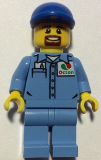 LEGO cty0679 Medium Blue Uniform Shirt with Pocket and Octan Logo, Medium Blue Legs, Blue Short Bill Cap, Goatee