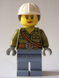 LEGO cty0687 Volcano Explorer - Female, Shirt with Belt and Shoulder Ropes, White Construction Helmet with Long Hair