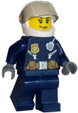 LEGO cty0702 Police - City Leather Jacket with Gold Badge and Utility Belt, White Helmet, Trans-Black Visor, Peach Lips Smirk