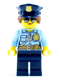 LEGO cty0732 Police - City Officer Female, Bright Light Blue Shirt with Badge and Radio, Dark Blue Legs, Dark Blue Police Hat