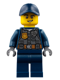 LEGO cty0734 Police - City Officer with Dark Bluish Gray Vest with Badge and Radio, Dark Blue Legs, Dark Blue Cap