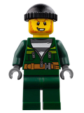LEGO cty0735 Police - City Bandit Male with Dark Green Zip Jacket, Dark Green Legs, Black Knit Cap