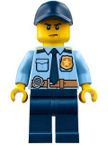 LEGO cty0748 Police - City Shirt with Dark Blue Tie and Gold Badge, Dark Tan Belt with Radio, Dark Blue Legs, Dark Blue Cap with Hole