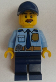 LEGO cty0756 Police - City Shirt with Dark Blue Tie and Gold Badge, Dark Tan Belt with Radio, Dark Blue Legs, Dark Blue Cap with Hole, Brown Bushy Moustache