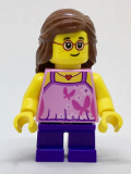 LEGO cty0767 Beachgoer - Girl, Glasses, Pink Top, Purple Legs