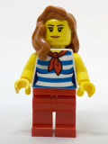 LEGO cty0768 Beachgoer - White and Dark Azure Striped Female Top with Red Scarf and Legs