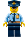 LEGO cty0778 Police - City Officer Shirt with Dark Blue Tie and Gold Badge, Dark Tan Belt with Radio, Dark Blue Legs, Police Hat with Gold Badge, Sunglasses