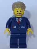 LEGO cty0787 City Bus Driver - Dark Blue Suit with Train Logo, Dark Tan Short Tousled Hair, Beard