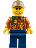 LEGO cty0792 City Jungle Explorer - Dark Orange Jacket with Pouches, Dark Blue Legs, Dark Tan Cap with Hole, Stubble