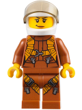 LEGO cty0794 City Jungle Helicopter Pilot Female - Dark Orange Jumpsuit, Dark Orange Legs with Straps, White Helmet, Trans-Black Visor, Peach Lips