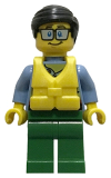 LEGO cty0860 Coast Guard City - Tourist, Blue Tinted Glasses, Life Jacket, Green Legs
