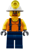 LEGO cty0884 Miner - Shirt with Straps, Dark Blue Legs, Mining Helmet, Goatee and Moustache