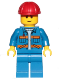 LEGO cty0889 Blue Jacket with Diagonal Lower Pockets and Orange Stripes, Blue Legs, Red Construction Helmet