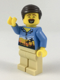 LEGO cty0909 Hiker, Male Parent, Palm Tree Shirt, Moustache, Dark Brown Smooth Hair