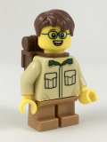 LEGO cty0915 Camper, Male Child, Tan Shirt, Medium Dark Flesh Short Legs, Glasses, Backpack
