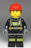 LEGO cty0963 Fire - Reflective Stripes with Utility Belt, Red Fire Helmet, Peach Lips Closed Mouth Smile