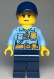 LEGO cty0992 Police - City Officer Female, Bright Light Blue Shirt with Badge and Radio, Dark Blue Legs, Dark Blue Cap with Dark Orange Ponytail