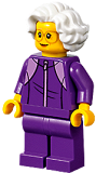 LEGO cty1195 Plane Passenger - Grandmother, Dark Purple Tracksuit, White Wavy Hair, Glasses